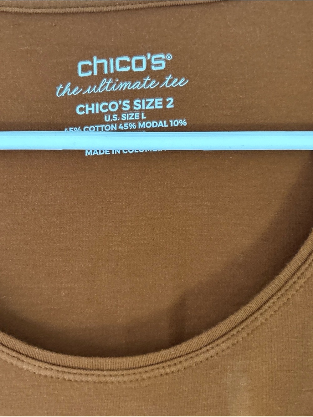 Chico's Long Sleeve Scoop Neck Top in Brick - Picture 2 of 4
